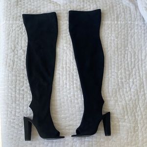 Sexy Suede Over-the-Knee/Open Toe Boots
